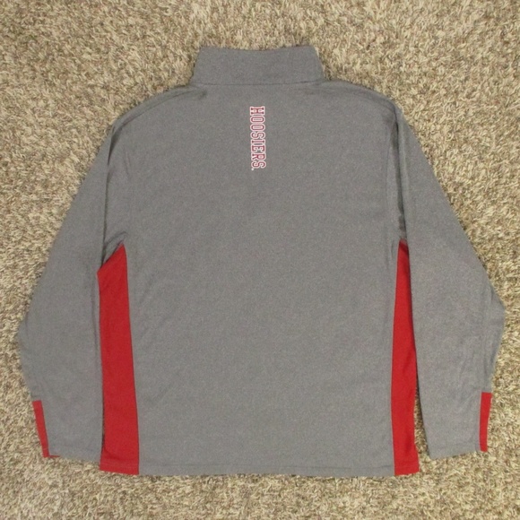 Indiana University Sweatshirt Men's XL Gray Red 1/4 Zip Pullover Colosseum - Picture 2 of 7
